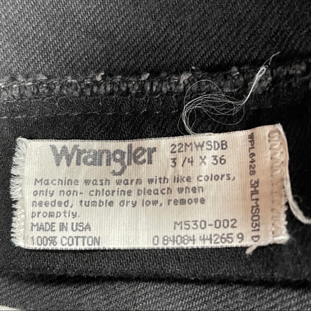 WRANGLER vintage 90s black denim wide leg high waist crop jeans pants - Picture 4 of 9